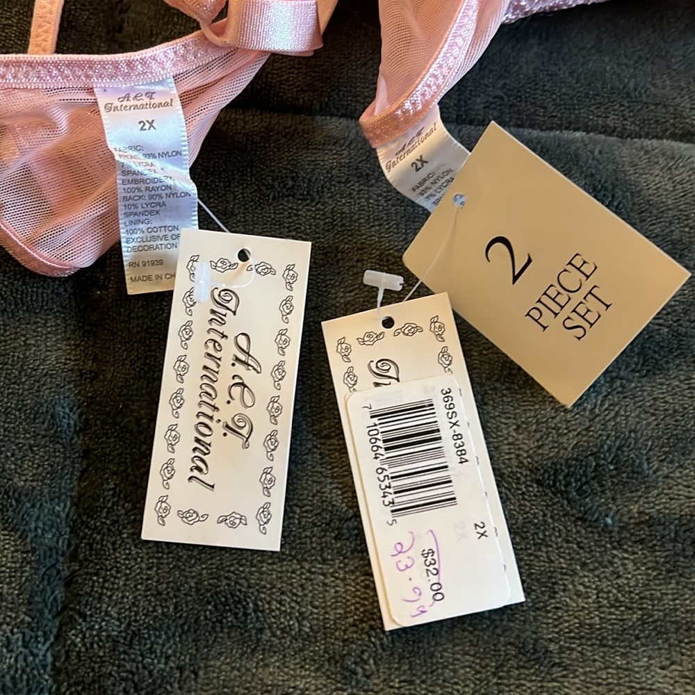 A.C.T. International pink lace lingerie two piece size 2X - Picture 7 of 7